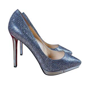 Christian Louboutin Pigalle Plato 120 Lady Glitter Pumps Heels Size 38.5